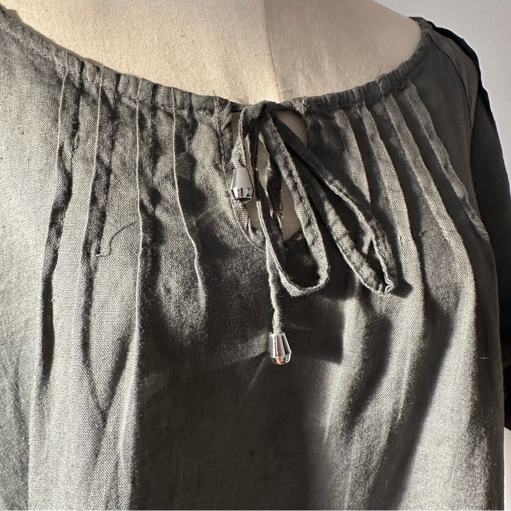 Gray Linen Loose Fit Blouse Made in Italy - Picture 12 of 16